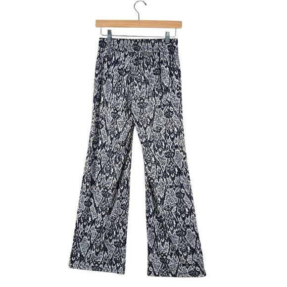 Iman Vacation Pants Navy Gold Wide Leg Pull On Boho Lounge Resortwear Size XS - Picture 2 of 7